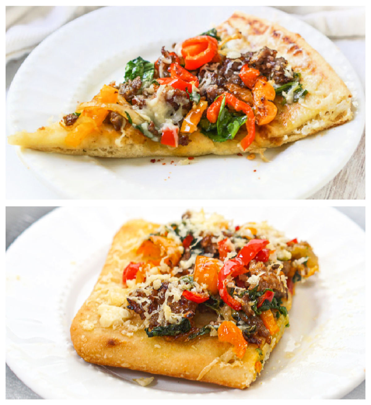 Collage of 2 ways to make this recipe with naan or flatbread.