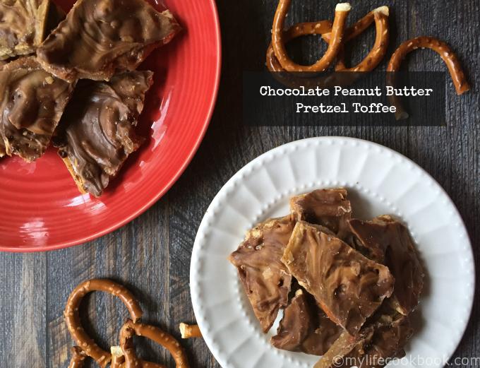 Chocolate peanut butter pretzel toffee has it all: salty, sweet, chocolate, crunch and peanut butter! Plus it's super easy to make and is a delicious gift to give.
