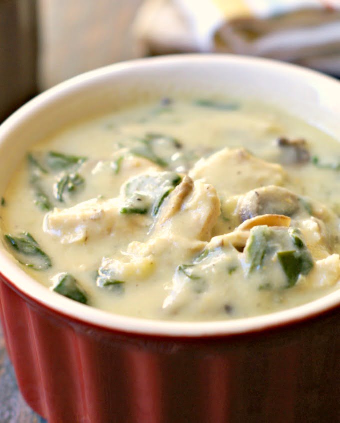 Try this delicious, creamy chicken & spinach soup, that uses cauliflower cream sauce so it's dairy free, Paleo and low carb too!
