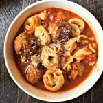 This easy Italian tortellini soup is a hearty soup with meatballs and Italian flavors. It takes less than 25 minutes - no chopping or dicing - and is satisfying as a meal.
