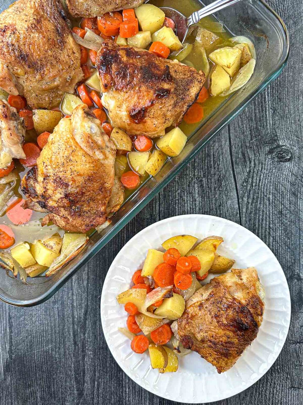 Easy Roasted Chicken Thighs with Potatoes and Carrots Recipe
