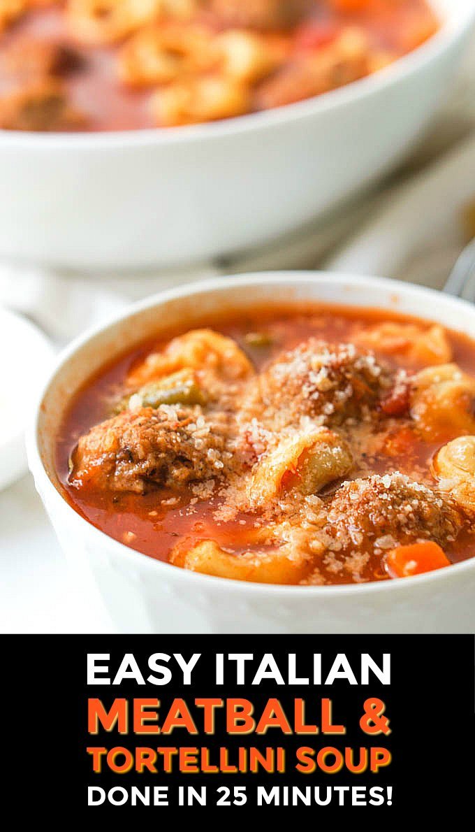 Easy Italian Meatball & Tortellini Soup Recipe hearty soup in 25 minutes! My Life Cookbook