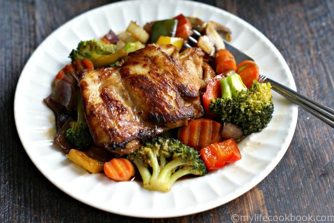 These Asian chicken thighs are an easy skillet dinner full of flavor. It's a yummy, inexpensive dish to work more vegetables in your diet.