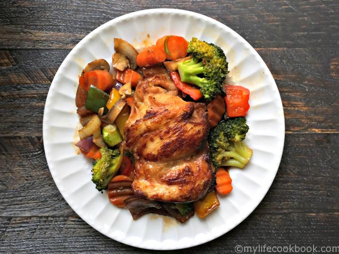 These Asian chicken thighs are an easy skillet dinner full of flavor. It's a yummy, inexpensive dish to work more vegetables in your diet.