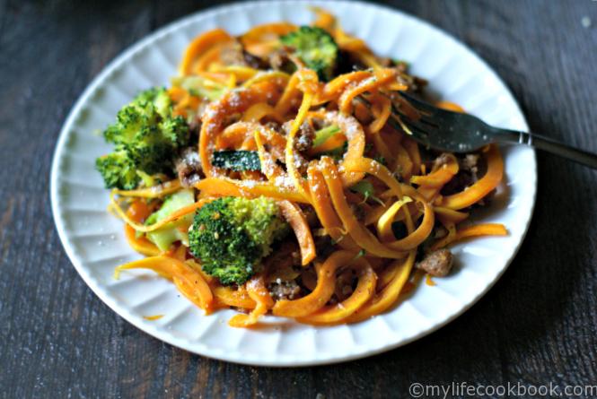 Butternut squash noodles are delicious, especially with Italian sausage and broccoli. A healthy, lower carb meal that you'll love.