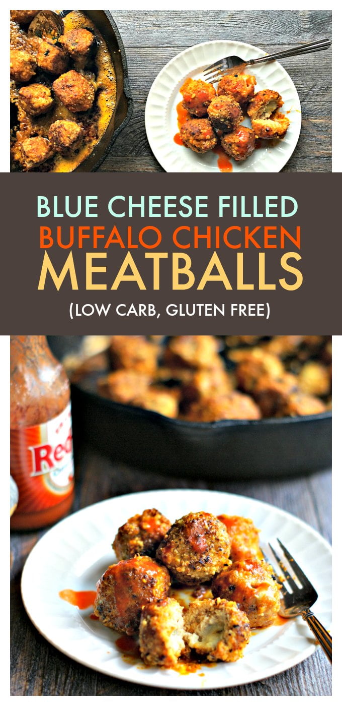 Blue Cheese Filled Buffalo Chicken Meatballs (low carb, gluten free
