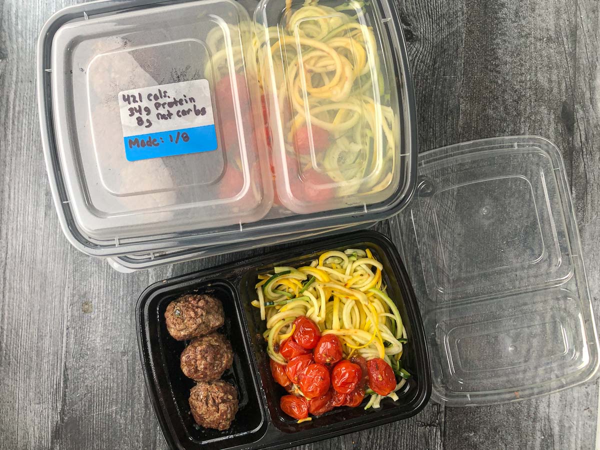 freezer containers with the frozen homemade microwave meals