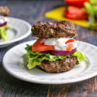 This low carb gyro burger is not only delicious, it's a lot of fun to eat. Skip the pita, have a meat bagel instead.