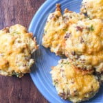 These savory breakfast cookies are like an omelet and biscuit rolled into one. Full of tasty savory ingredients for a low carb breakfast on the go.