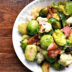This Brussels, bacon & cauliflower side dish is very easy and one of my family's favorites.