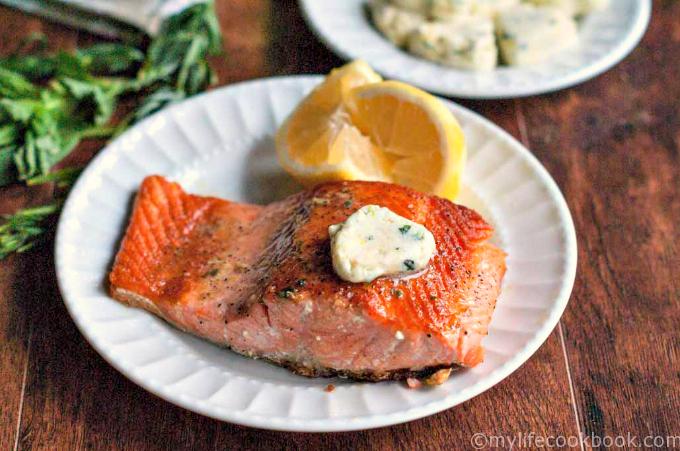 This salmon with lemon herb butter dish is an easy and a tasty fish dinner.