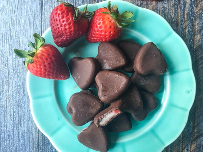 These low carb chocolate strawberry treats take only minutes to make. Keep a stash in your freezer for a quick and healthy treat.