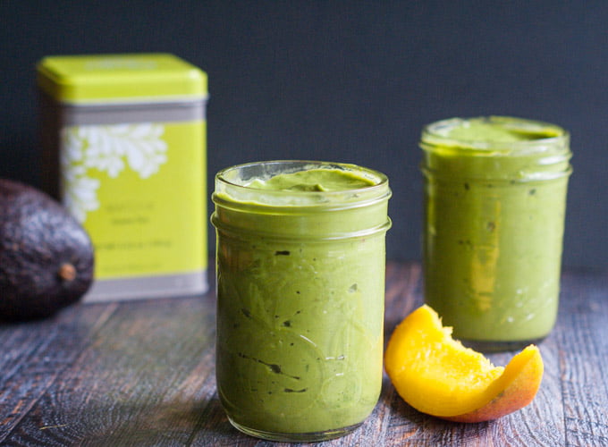 This mango matcha green smoothie is thick and delicious and good for your too. Healthy greens and the boost of matcha green tea make this a great breakfast choice.