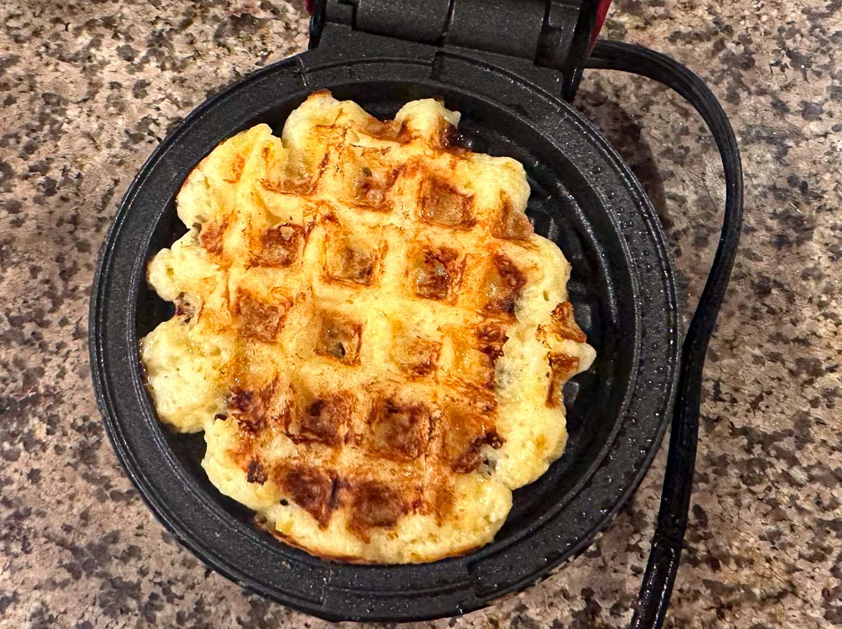 waffle maker with finished potato waffle
