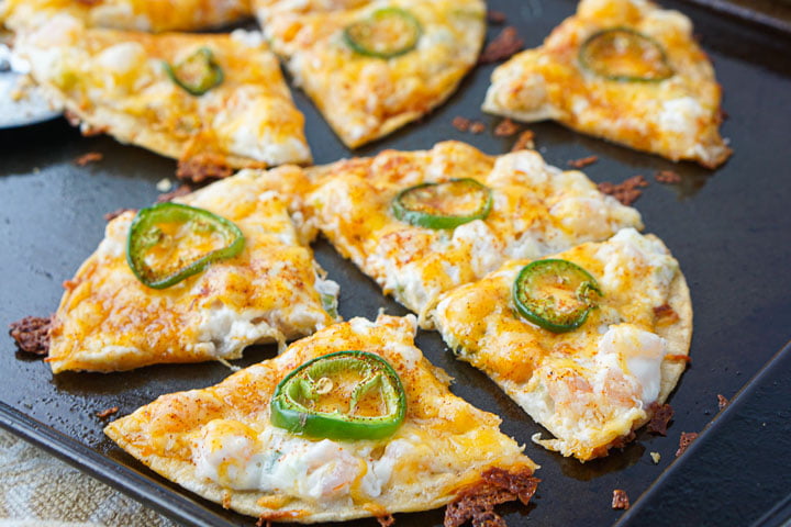 closeup of cookie sheet with nachos