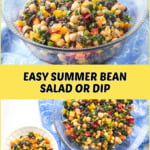 bowl and plate with easy bean salad with text overlay