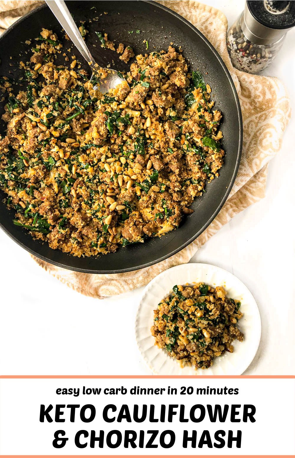 Keto Cauliflower Chorizo Hash Recipe easy 4 ingredient low carb dish!