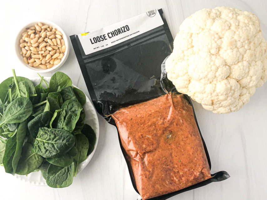 Keto Cauliflower Chorizo Hash Recipe easy 4 ingredient low carb dish!