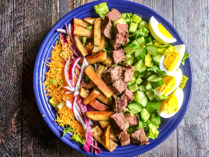 a Pittsburgh Cobb salad using ingredients of a Pittsburgh steak salad