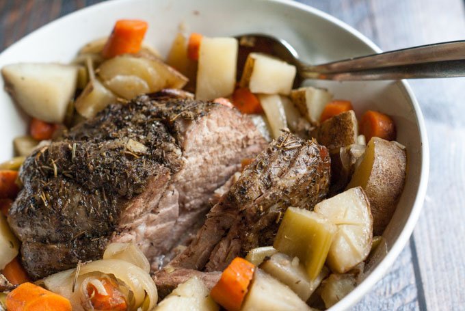 This slow cooker roast to pork ragu recipe gives you two very simple but delicious meals from one pot roast. Make your roast one night and pasta with pork ragu the next. 