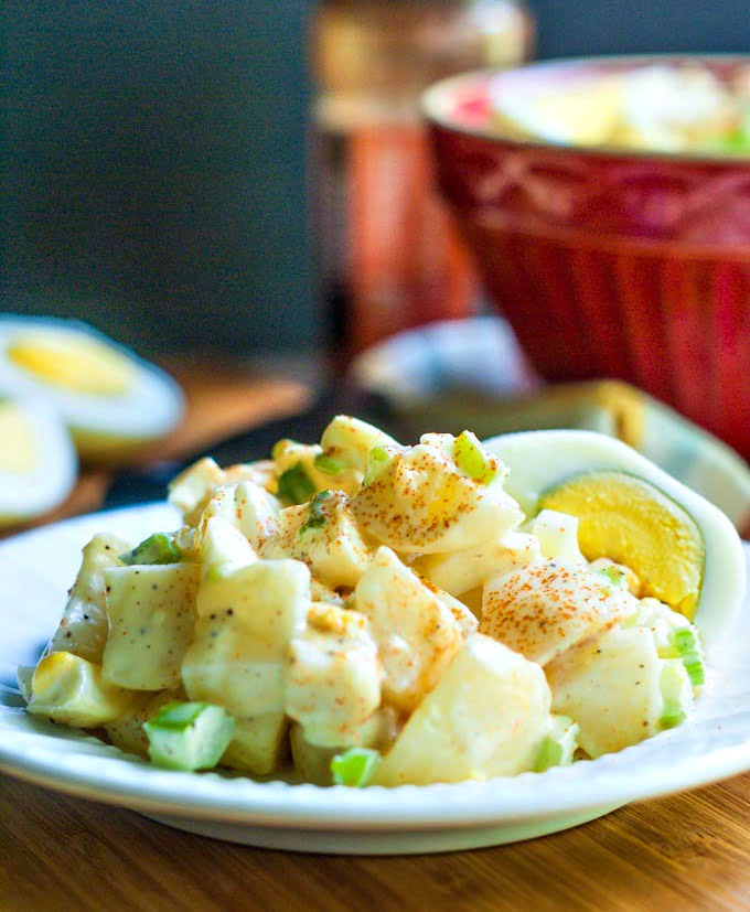 This turnip fauxtato salad is a great low carb alternative to potato salad (3.5g net carbs). Even if you don't care about carbs, it's a delicious way to eat turnips!