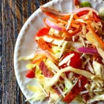 This antipasto coleslaw is a nice change from your standard creamy coleslaw. A great low carb salad to take to a picnic!