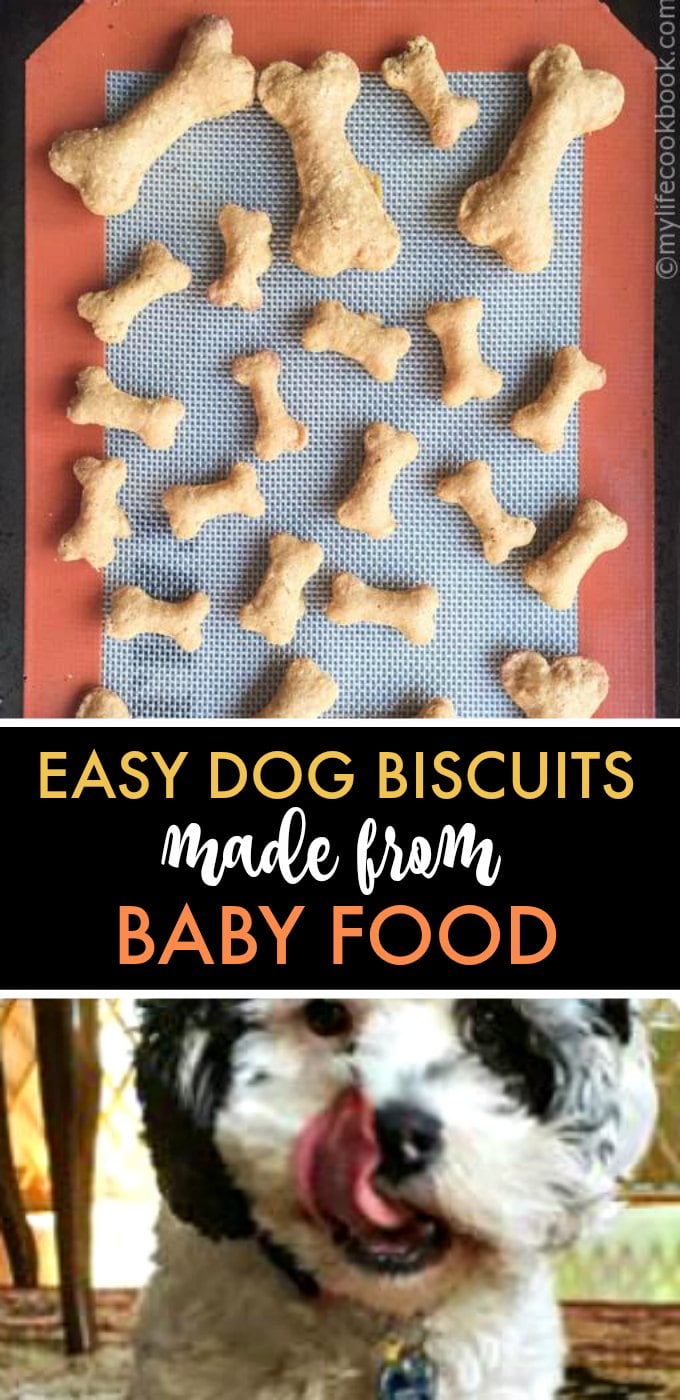 homemade dog biscuits and dog licking lips and text overlay