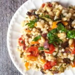 This roasted vegetable couscous salad is perfect for a summer party or even a picnic. #SundaySupper