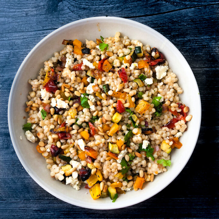 Roasted Vegetable Couscous Salad with Lemon Dressing
