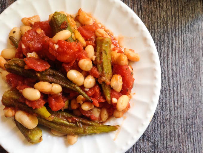 This Italian okra & beans dish makes a hearty and tasty side dish. Serve over rice to make a delicious vegetarian dinner.