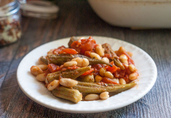 This Italian okra & beans dish makes a hearty and tasty side dish. Serve over rice to make a delicious vegetarian dinner.