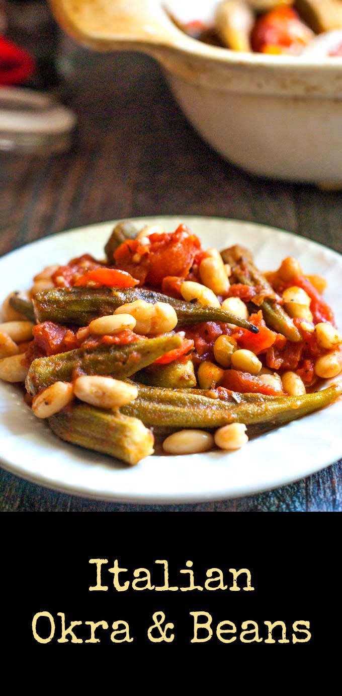 This Italian okra & beans dish makes a hearty and tasty side dish. Serve over rice to make a delicious vegetarian dinner.