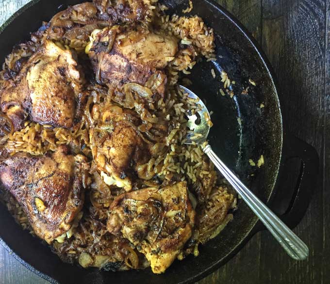 This Middle Eastern chicken skillet dinner is an easy dinner with a deliciously unique taste. Spice it up tonight.