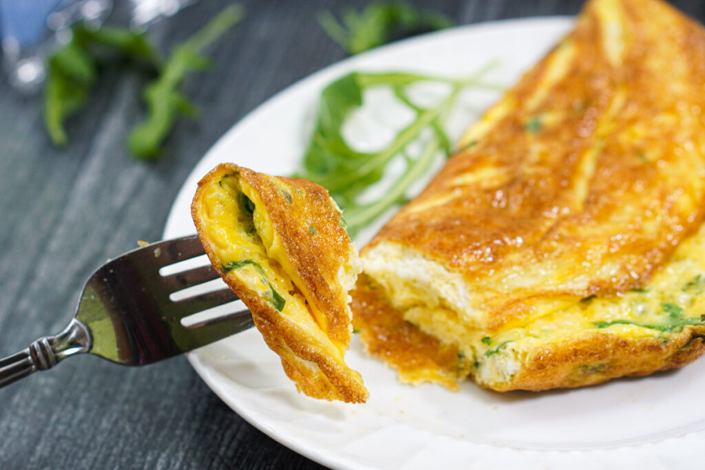 Easy Asiago Arugula Omelet Recipe 4 ingredient low carb meal!