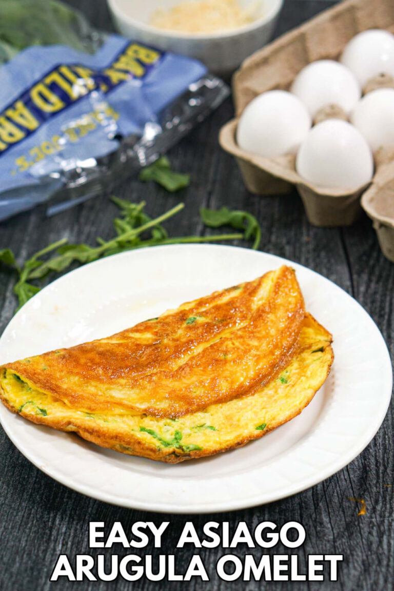 Easy Asiago Arugula Omelet Recipe 4 ingredient low carb meal!