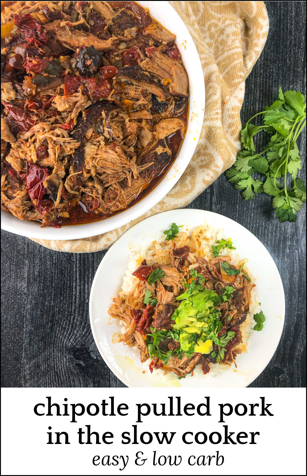 Chipotle Pulled Pork Recipe in the Slow Cooker tasty low carb dinner!