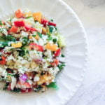 This Mexican tabouli salad is a refreshing spin on the traditional tabouli. Using fresh herbs, vegetables and citrus flavors to make a tasty gluten free side dish.