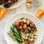 These orange ginger pork kebabs are great for a summer dinner on the grill. An easy, fresh and tasty low carb summer dinner!