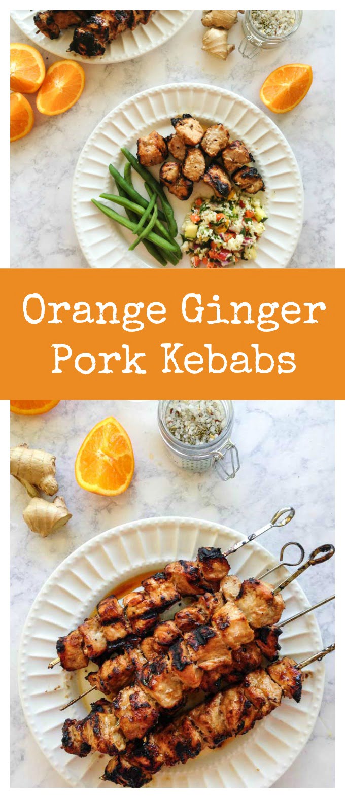 These orange ginger pork kebabs are great for a summer dinner on the grill. An easy, fresh and tasty low carb summer dinner!