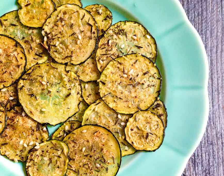 These za'atar zucchini chips are a delicious and healthy snack to use some of those plentiful zucchini from your garden. Only 0 or 1 WW points.