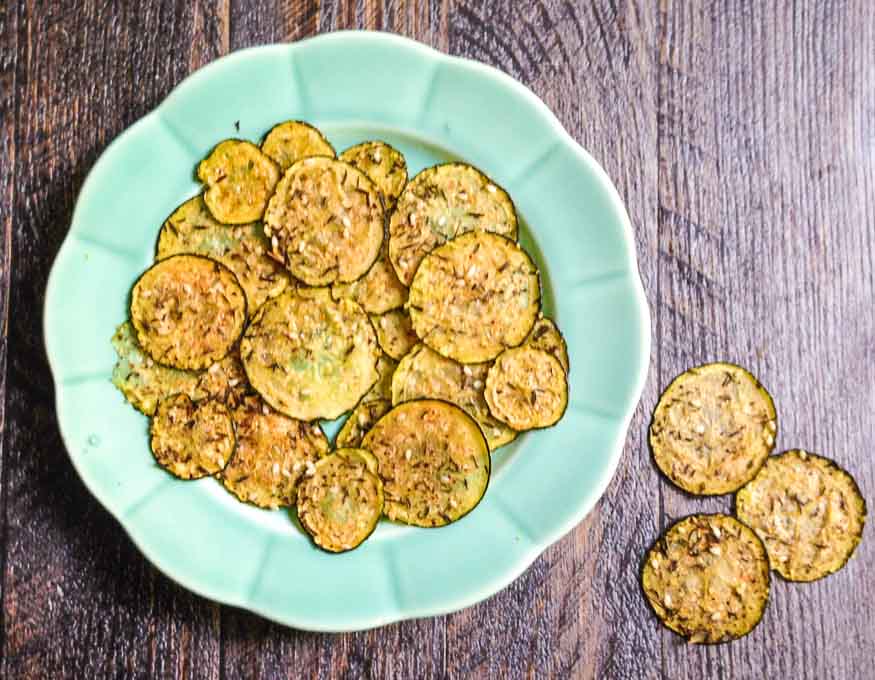 These za'atar zucchini chips are a delicious and healthy snack to use some of those plentiful zucchini from your garden. Only 0 or 1 WW points.