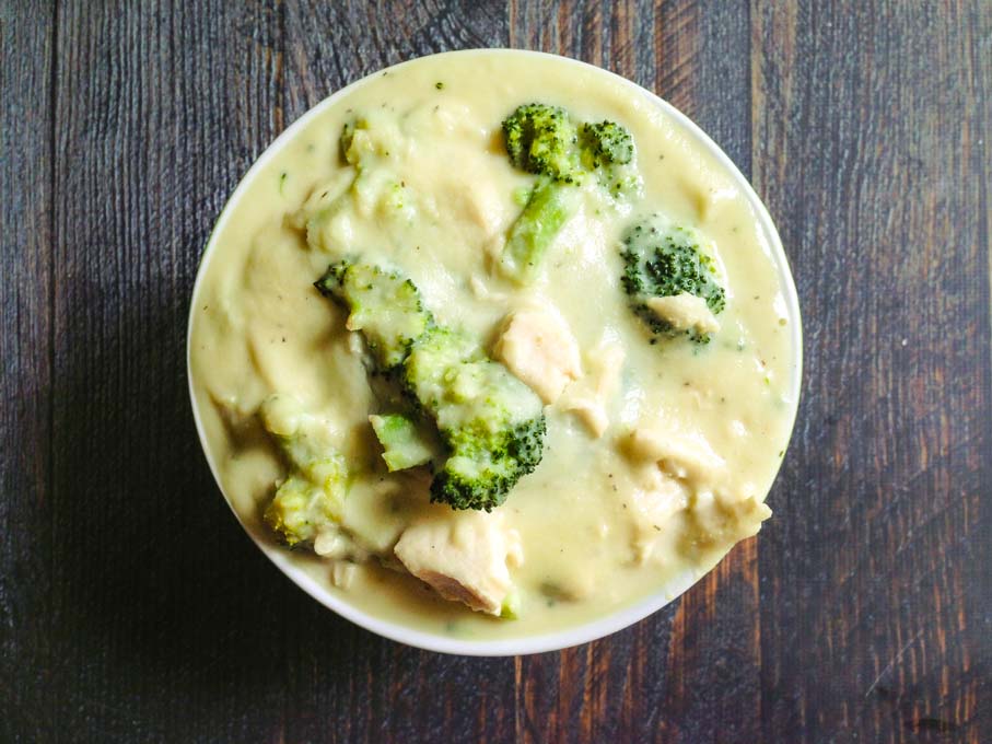 This creamy chicken & broccoli soup uses cauliflower cream to make a healthy, hearty soup. Low calorie, Paleo and gluten free. 