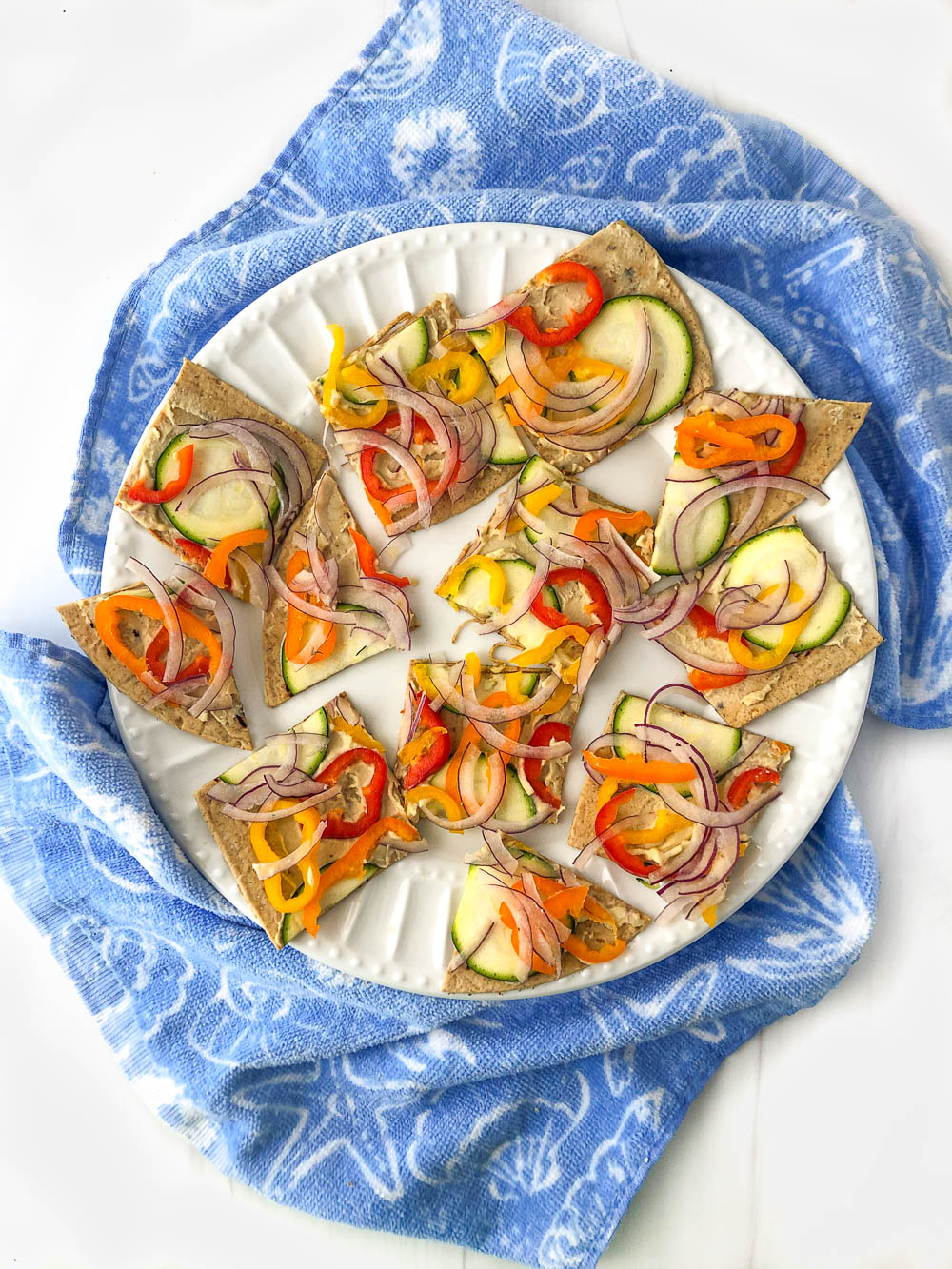 Low Calorie Hummus Snack Recipe a healthy veggie hummus flatbread