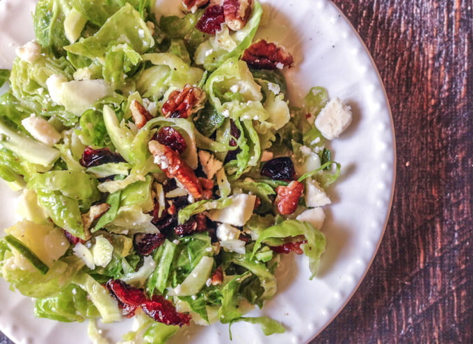 This cranberry brussels salad is dressed with a bright tangerine dressing to make a delicious side dish for fall.
