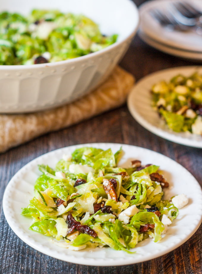 This cranberry brussels salad is dressed with a bright tangerine dressing to make a delicious side dish for fall.