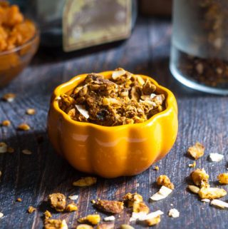 This cinnamon pumpkin granola is both gluten free and Paleo. A delicious, healthy snack, topping or breakfast cereal.