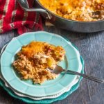 This Buffalo chicken quinoa skillet dish is spicy, creamy and delicious. Try this warm and comforting casserole for an easy week night dinner.