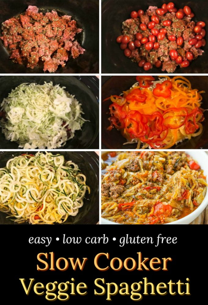 Slow Cooker Veggie Spaghetti easy, healthy, low carb dinner!