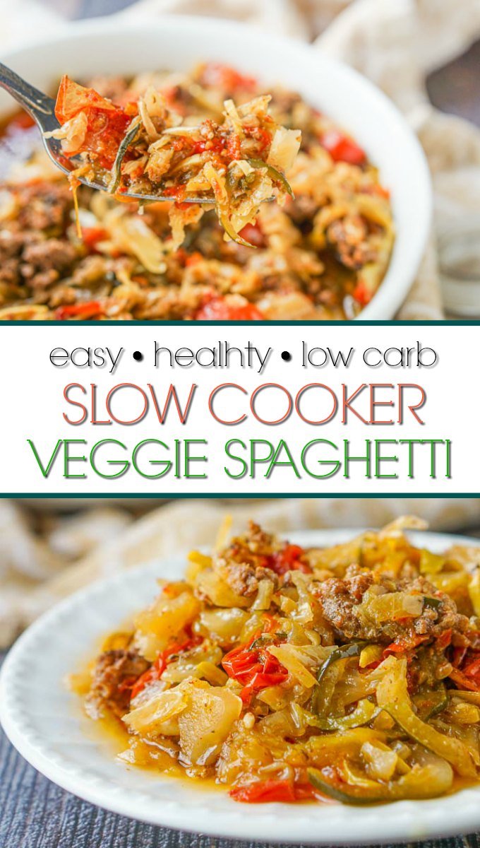 Slow Cooker Veggie Spaghetti easy, healthy, low carb dinner!