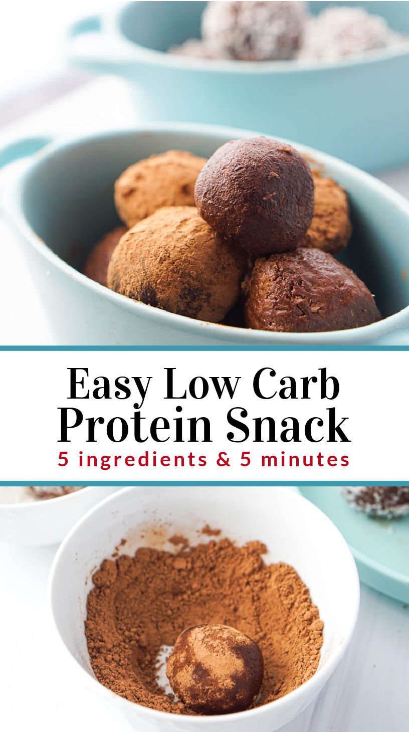 Keto Protein Balls easy chocolate coconut flavored sugar free snack!